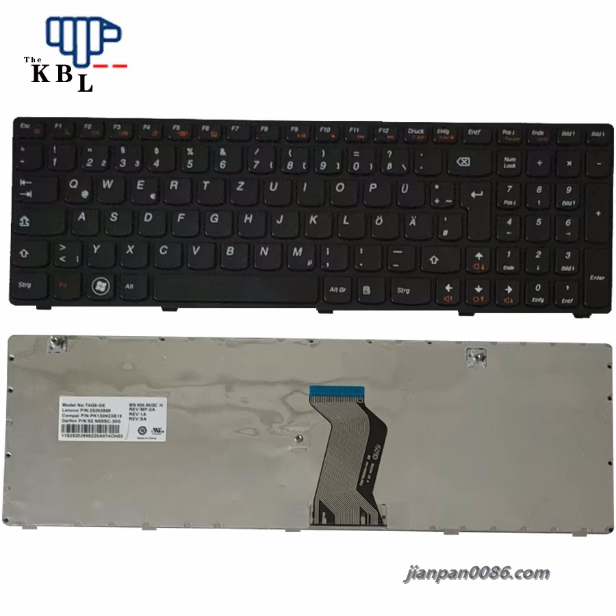 Picture of Original New Germany Language For Lenovo Ideapad G580 Z580A G585 Z585 G590 N580 N581 N585 0 P585 Black Laptop Keyboard 1P6401