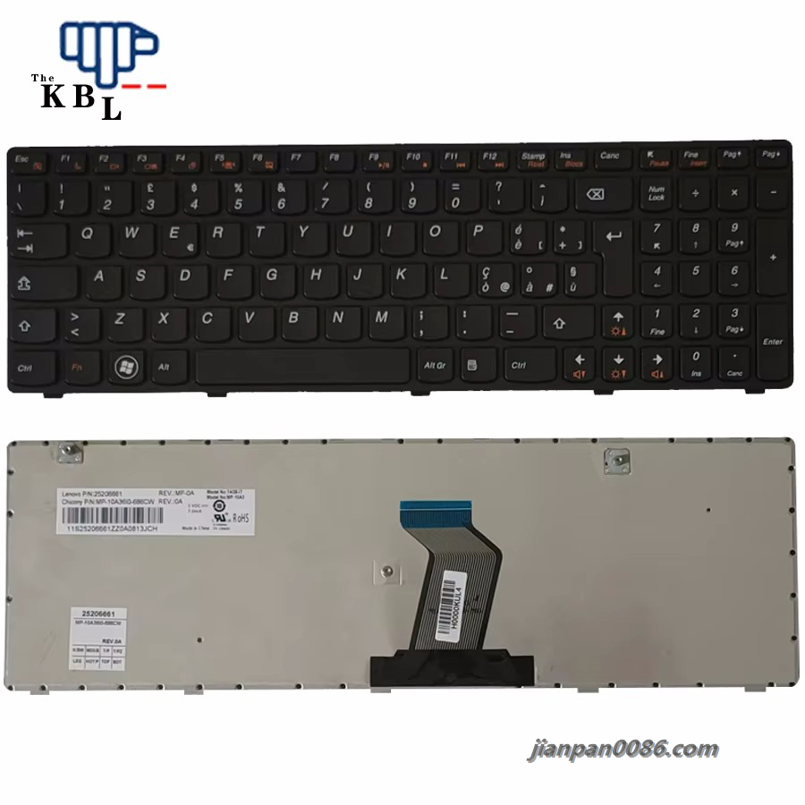 Picture of Original New Italy Language For Lenovo Ideapad G580 Z580A G585 Z585 G590 N580 N581 N585 0 P585 Black Laptop Keyboard 2P6402