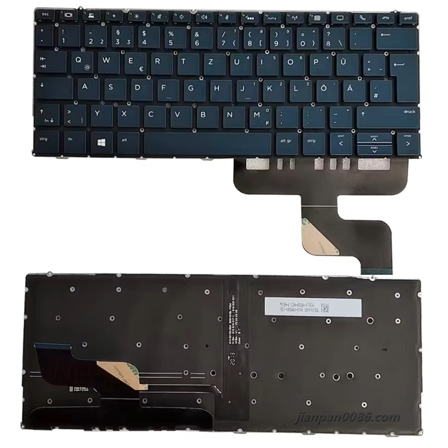 Picture of Original New Germany Language For HP Elite Dragonfly G2 MAX 13.3 Cyan Backlight Laptop Keyboard SN9181BL SG-99100-2DA 160P4234