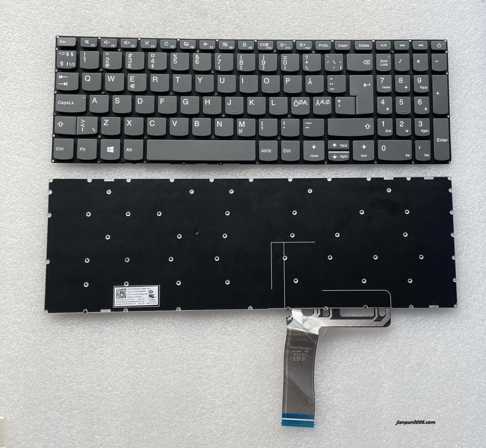 Picture of Original New Denmark Language For Lenovo ideapad 320-15 Grey Laptop Keyboard SN20M63045 PK1329A1A17 11P9627E566