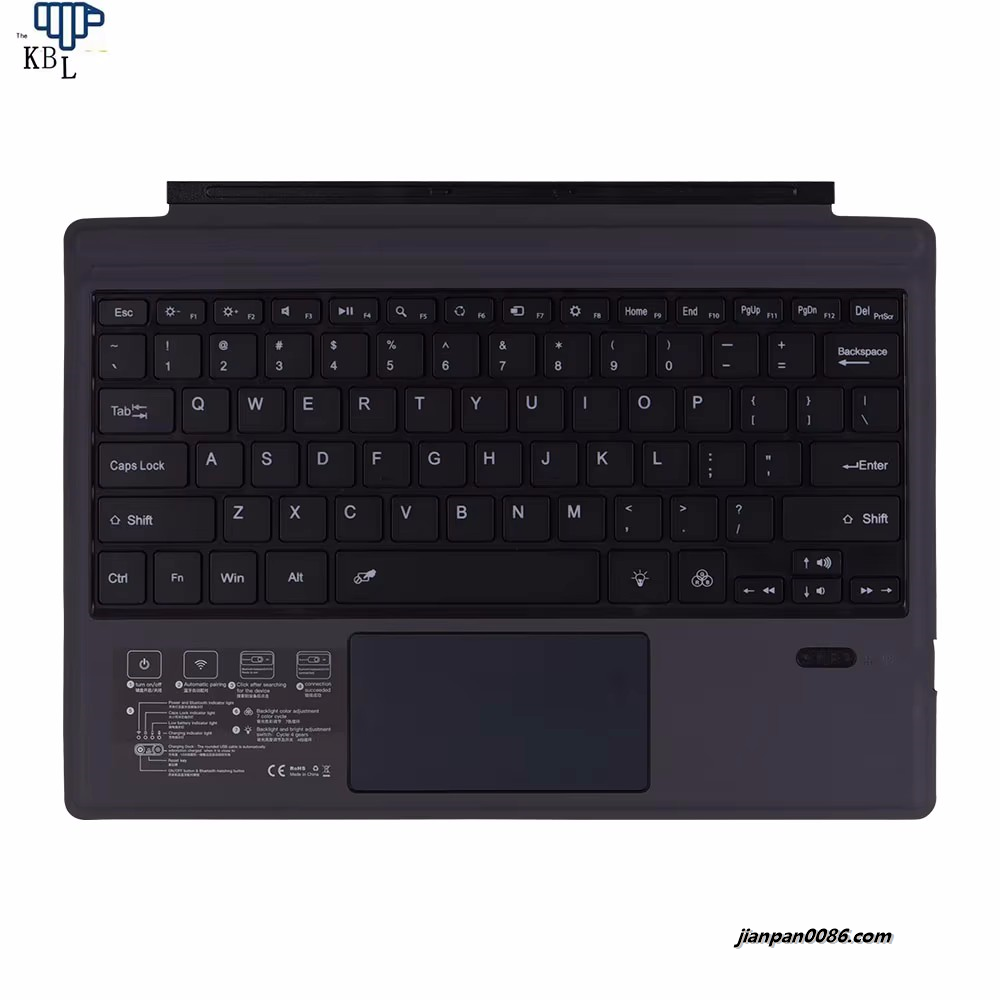 Picture of Original New US Language Wireless Keyboards For Microsoft Surface Pro 3/4/5/6/7 Grey Backlight Tablet With Touchpad