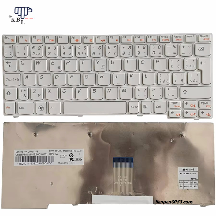 Picture of Original New CZ Czech Language For Lenovo Ideapad S100 S10-3 S110 White Laptop Keyboard 25011163 MP-09J66CS 2P5881