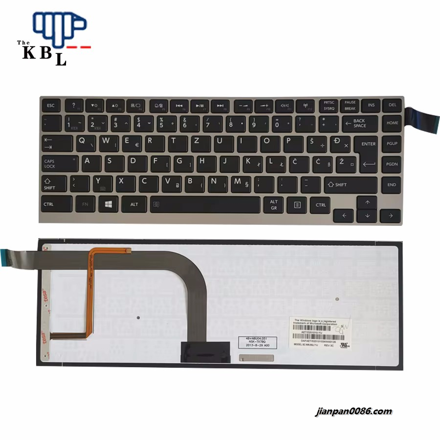 Picture of Oraginal New YU Language For Toshiba W30 W30T W35 Silver Backlit Laptop Keyboard AETI5201010-YU