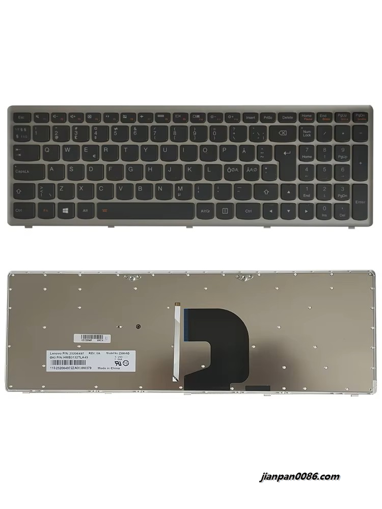 Picture of Original New ND Language For Lenovo Z500 Z500A Z500G P500 P500A Silver Backlit Laptop Keyboard FRU 25206497 HMB3132TLA49
