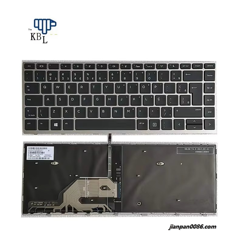 Picture of Original 14252 New Brazil Language For HP Probook 430 440 445 G5 Silver Backlit Laptop Keyboard 2B-BB003I610 TDH4388