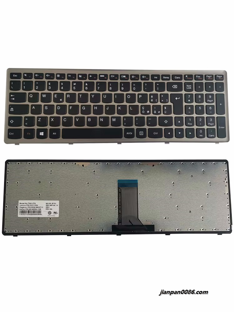 Picture of Original New Italy Language For Lenovo IdeaPad U510 Z710 Black Laptop Keyboard T6A1-ITA 25211204 9Z.N8RSU.10