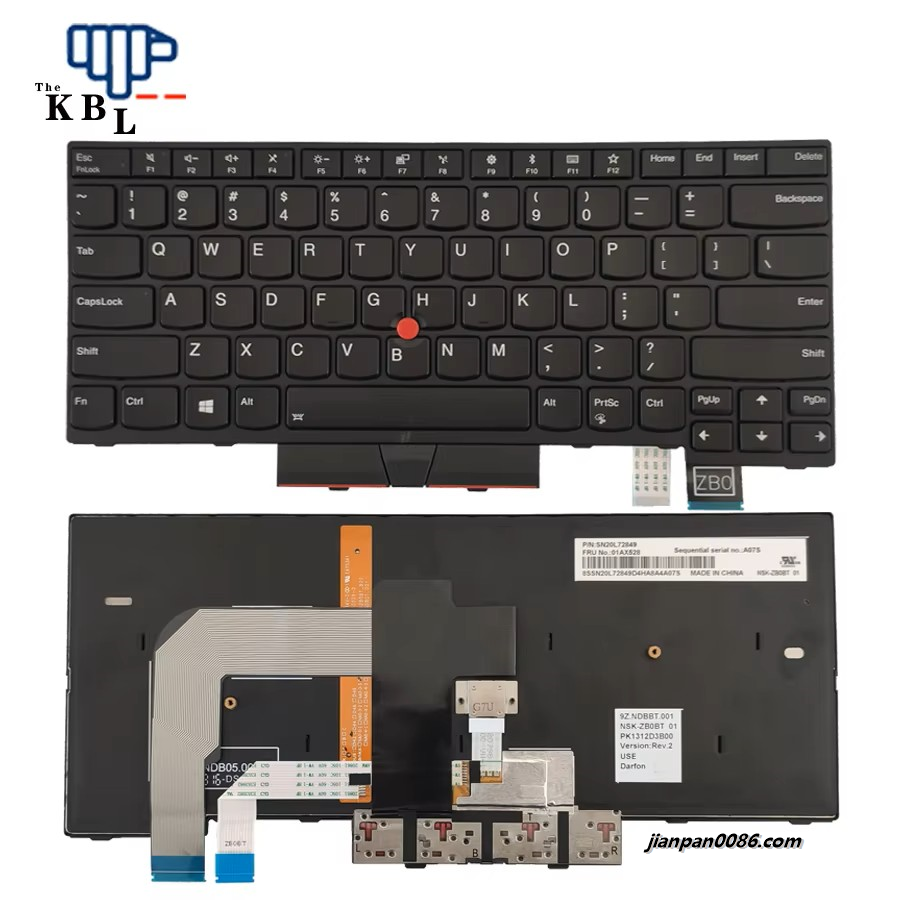 Picture of Original New US Language For Thinkpad T470 Black Backlight WIth Point Stick Laptop Keyboard PK1312D3B00 1PE184