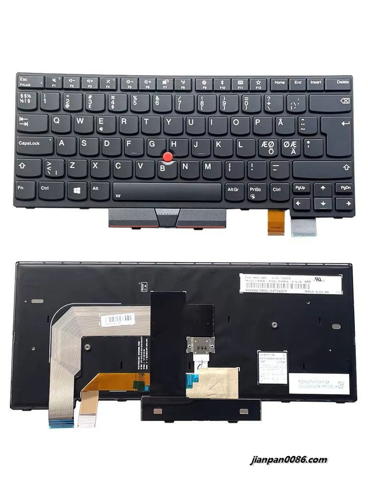Picture of Original New NE NORTHEUROPE Language For Lenovo Thinkpad T470 T480 Backlit Laptop Keyboard SN20L72930 23PE550