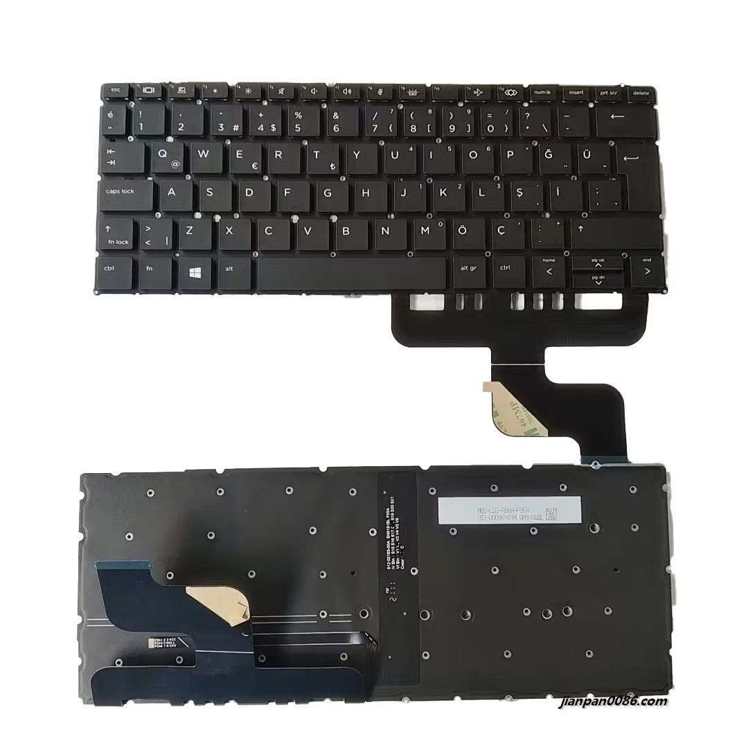 Picture of Original New Turkish Language For HP ELITE Dragonfly G2 Black Backlight SN9182BL3 SG-A4890-28A 80PA602 19040