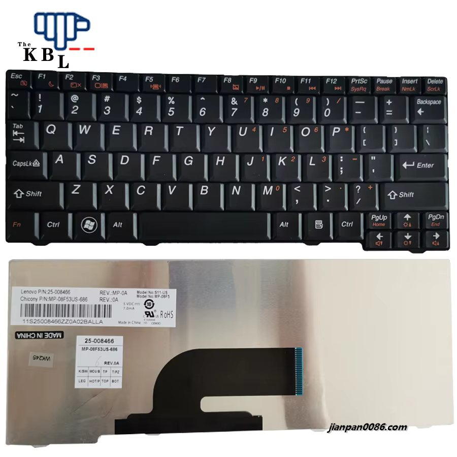 Picture of Oraginal New US Language For Lenovo S10-2 S11 20027 S10-3C S10-2C S10-3 Laptop Keyboard FRU 25-008466 MP-08F53US-686
