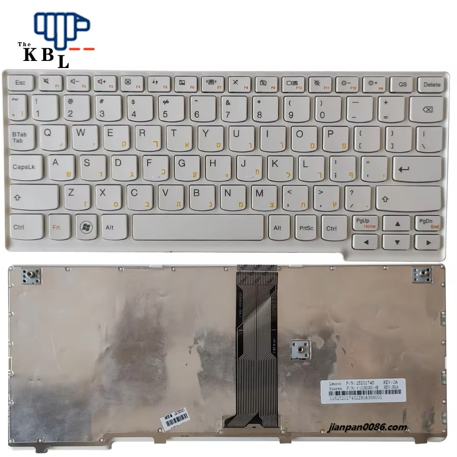 Picture of Original New Hebrew Language For Lenovo S206 S100 S110 White Laptop Keyboard V131820BS1HB 1PE21
