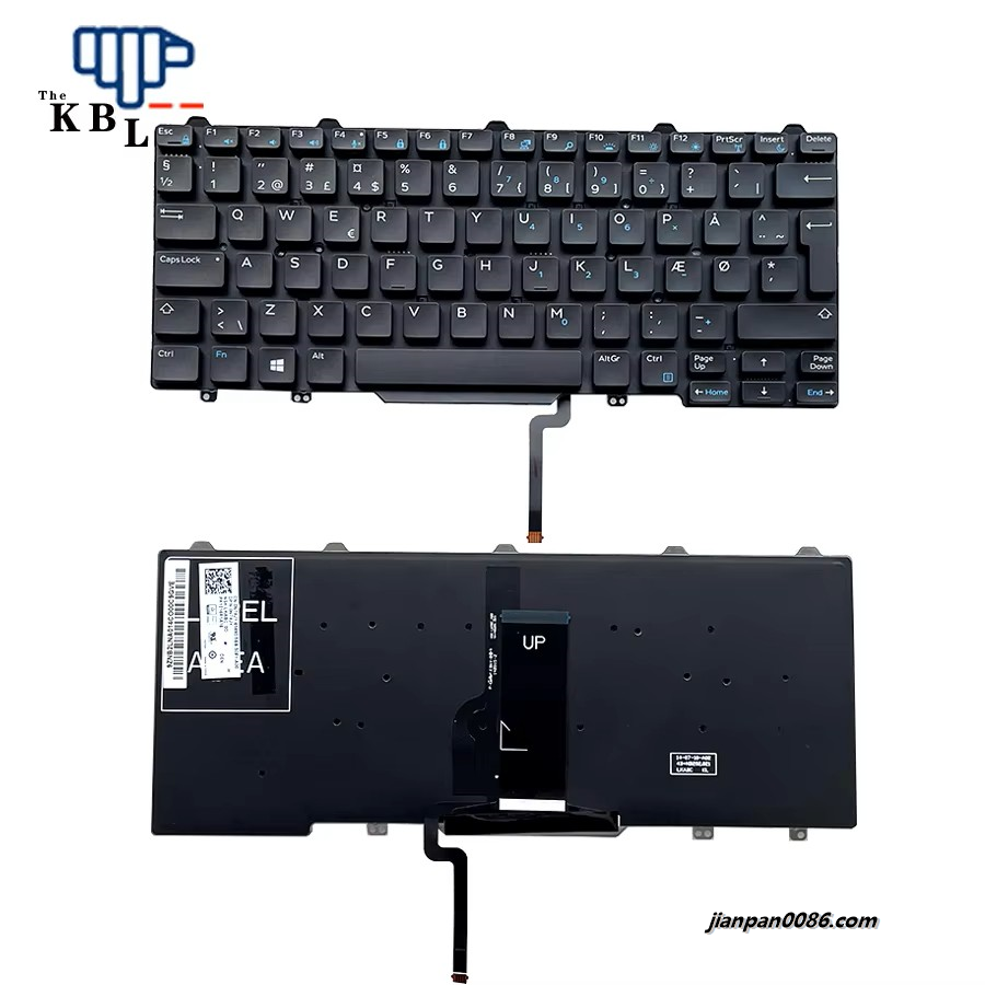 Picture of Orinigal New Denmark Language For Dell Latitude E7350 E7480 E7490 Black Backlight Laptop Keyboard 0N7XJY PK1316R1A16 6PE615