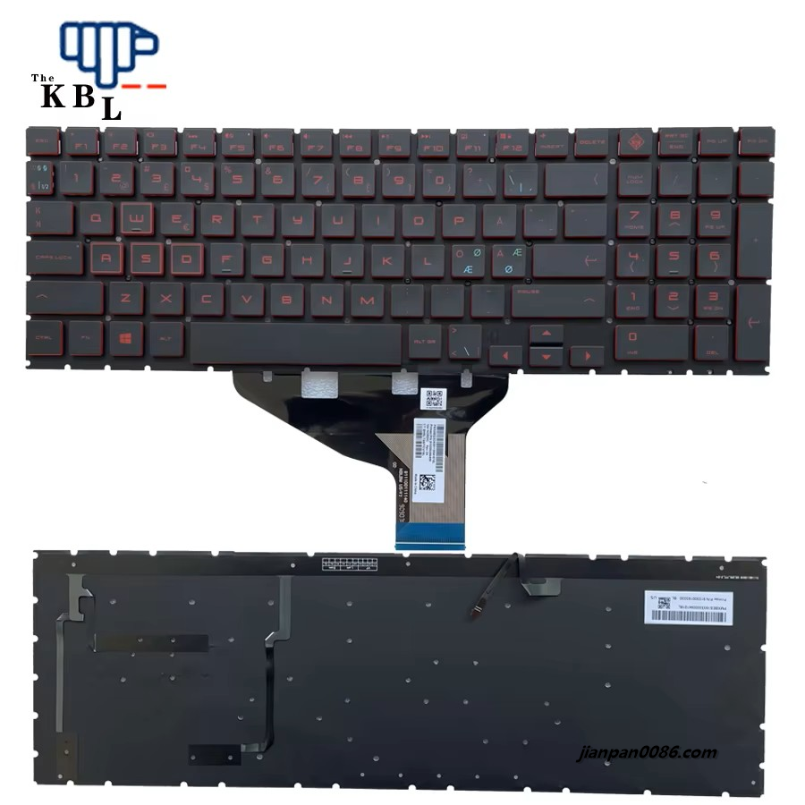 Picture of Original New Nordic Language For HP OMEN 15-DC 15-DH Red Backlight Laptop Keyboard 2B-BBM40H110 PN910300206490 40P11397E813