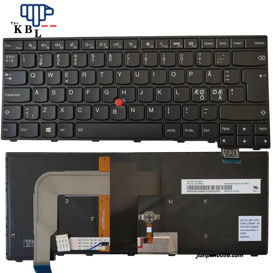 Picture of Original New Northern Europe Language For IBM Thinkpad T460S Black Backlight WIth Point Stick Laptop Keyboard PK130YU2B41 2PE102