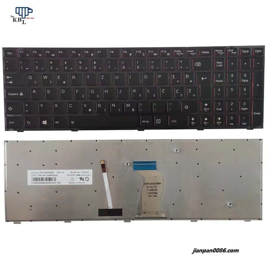 Picture of Oraginal New YU Language For Lenovo Y500 Y510 Y590 Black Backlit laptop keyboard PK130RR2A24 25205462 