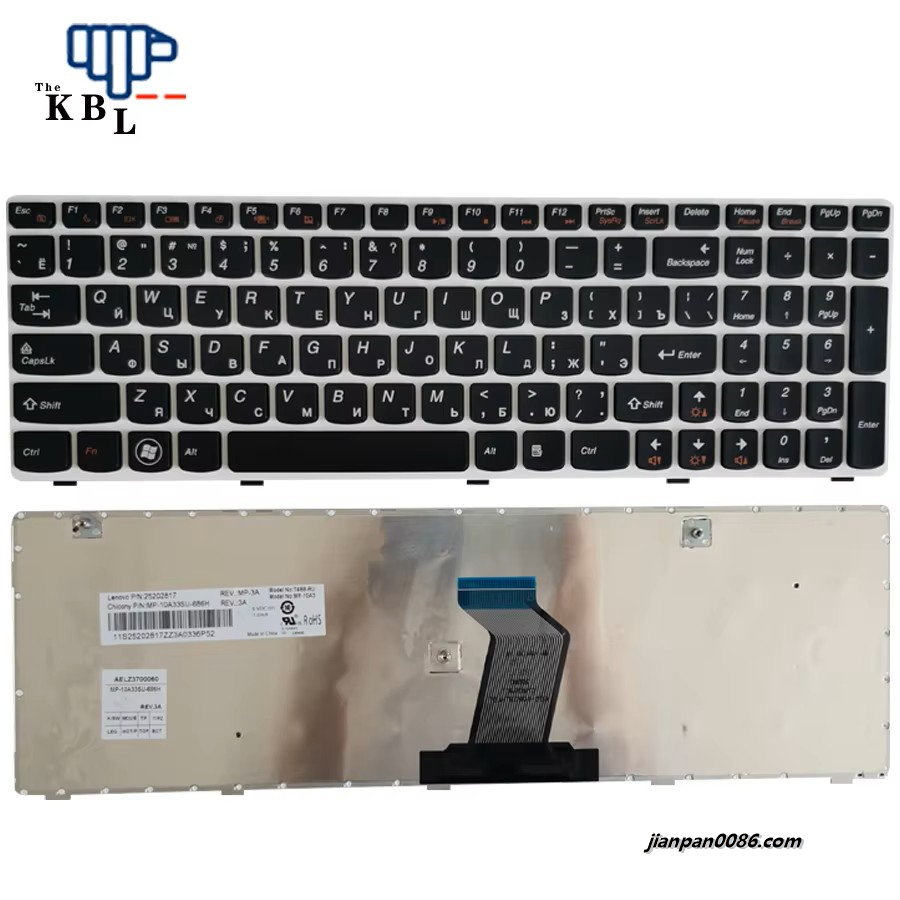 Picture of Original New Russian Language For Lenovo Ideapad G580 Z580A  G590 Z580 P580 P585 White Laptop Keyboard 25202817 T4B8-RU