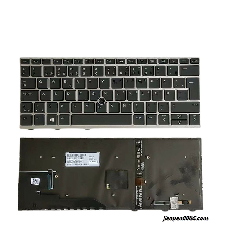 Picture of Original New DK Denmark Language For HP 830 G5 Baklit Laptop Keyboard 2B-BB712I600 TDH4387 