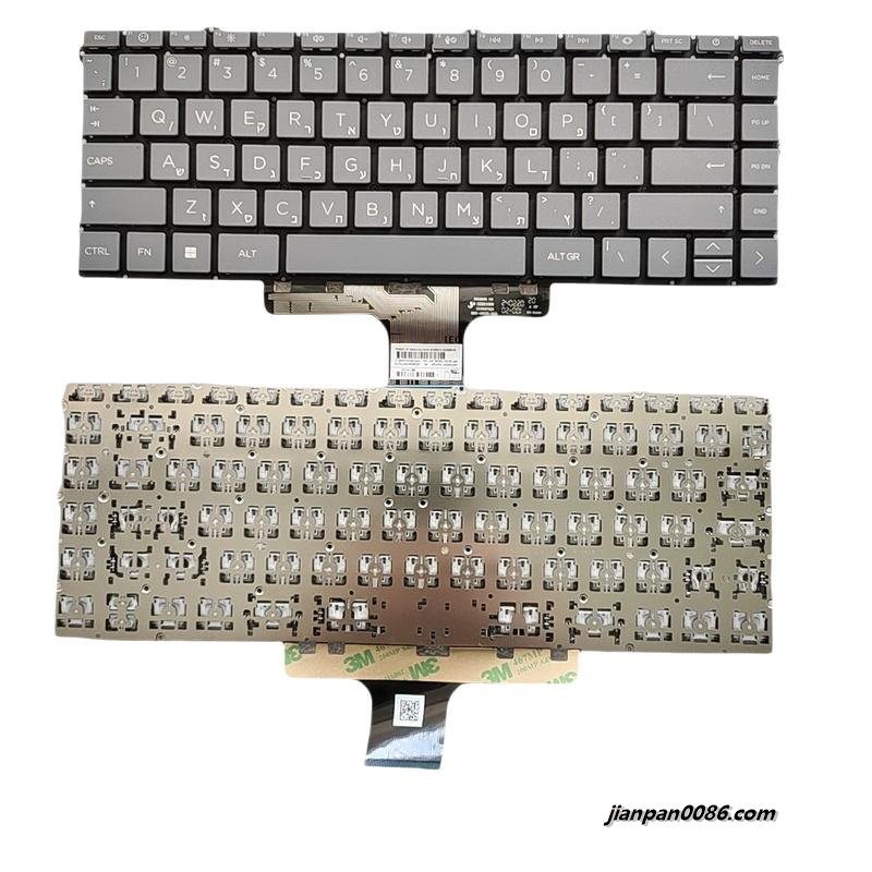 Picture of Original New Hebrew Language For HP Pavilion 14-DW Grey Nobacklit Laptop Keyboard SG-5430-XTA SN1B90X70 S160 N31251-BB1 N35869-BB1