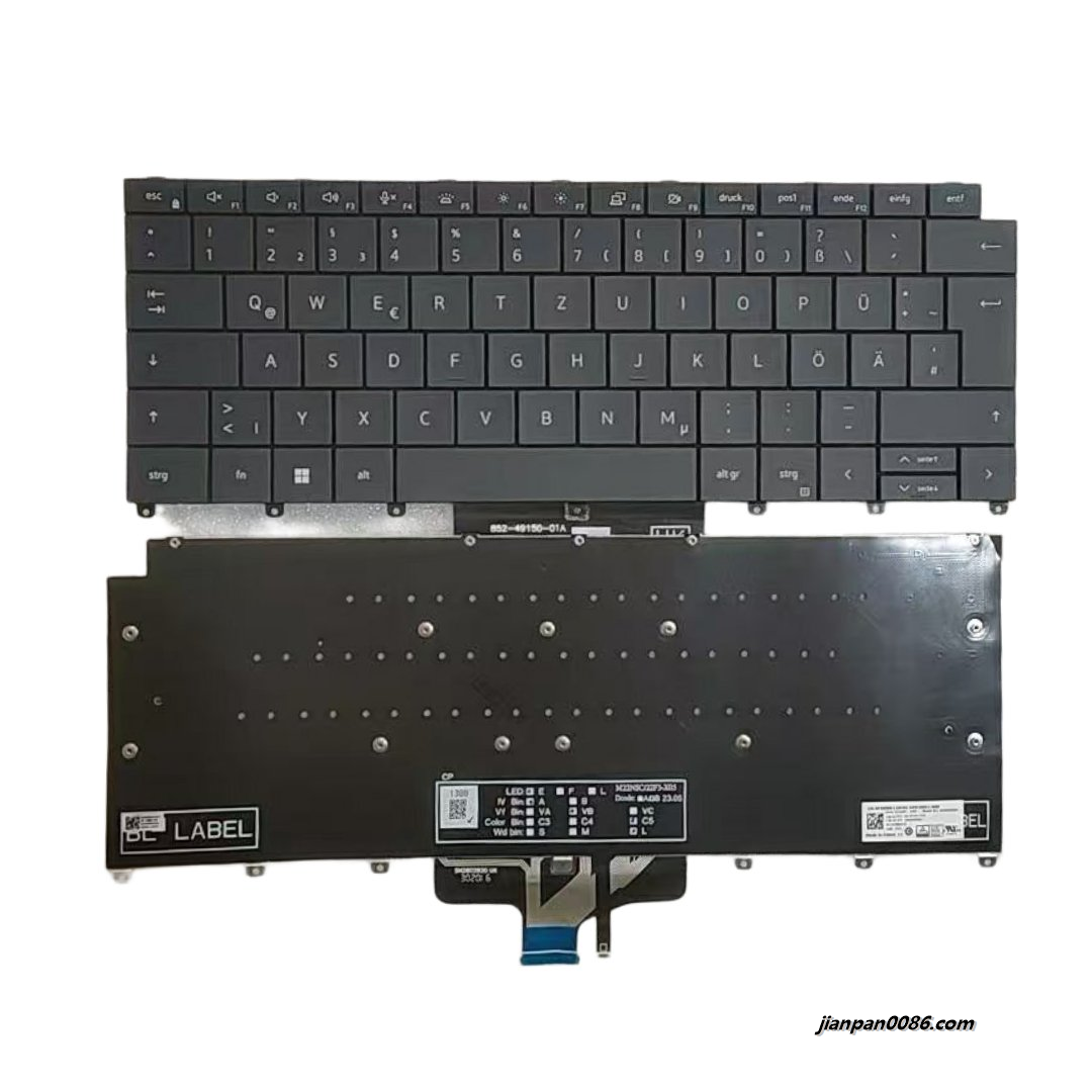 Picture of Original New Germany Language For Dell Latitude 9440 Black Backlight Laptop Keyboard SG-B1230-2DA SN2B02B20 PK137492A16  DP/N:0F9D9R C071