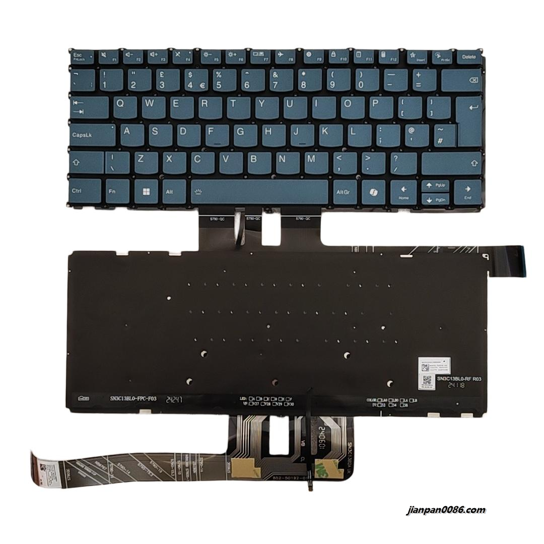 Picture of Original New UK Layout  For Lenovo Yoga Pro7 Blue Backlight Laptop Keyboard SG-B8710-2BA S255