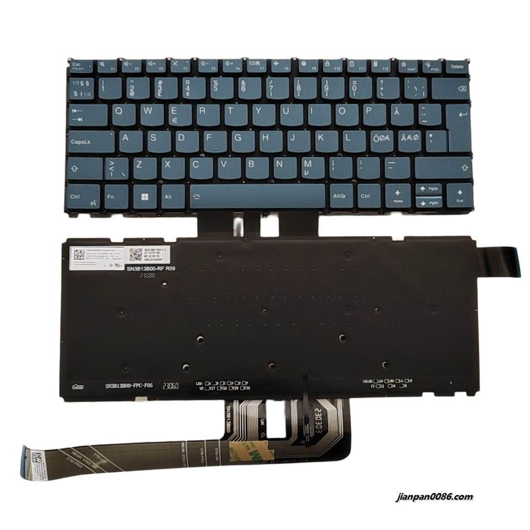 Picture of Original New DN NorthEurope Layout  For Lenovo Yoga Pro7 Blue Backlight Laptop Keyboard SG-A9080-79A SN3B13BT0 PK132YE3B19    S259
