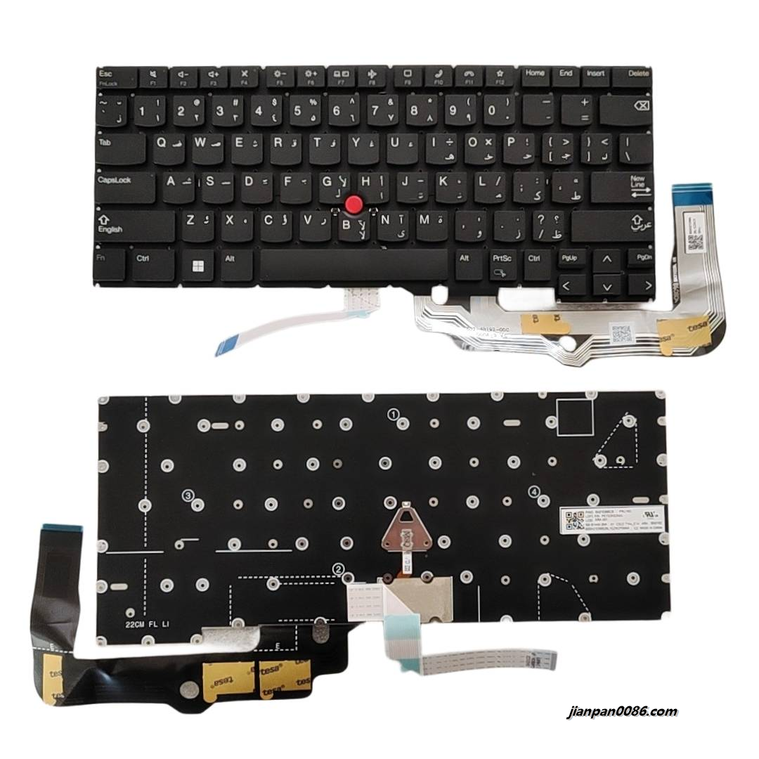 Picture of Original New Arabic Language For Thinkpad T14S Black NoBacklight NoFrame Laptop Keyboard SG-1440-3NA SG-B1440-3NA SN3102 PK132AS2A03 S364