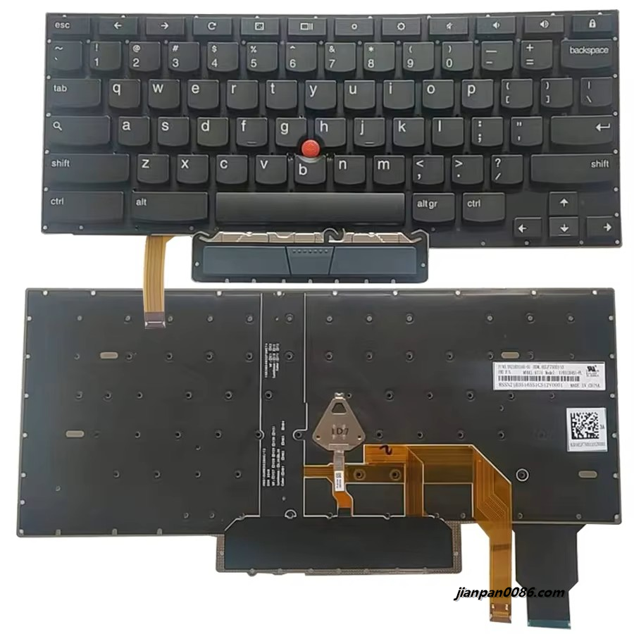 Picture of Original New US Language For ThinkPad C13 Yoga Chromebook Black NoFrame Backlight Laptop Keyboard With Pointstick  V193120AS1  4PTDH5802
