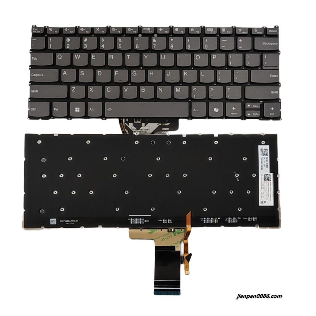 Picture of Original New US Language For Lenovo Slim 3 14 Backlight Grey AI Laptop Keyboard LCM21L13USJ6866 SN21P30037 PK132Z21B00 S410