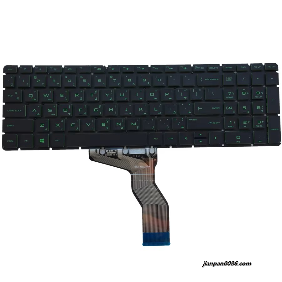 Picture of Oranigal New Arabic Language For HP 15-AB Black Green Word Laptop Keyboard SG-84780-3NA