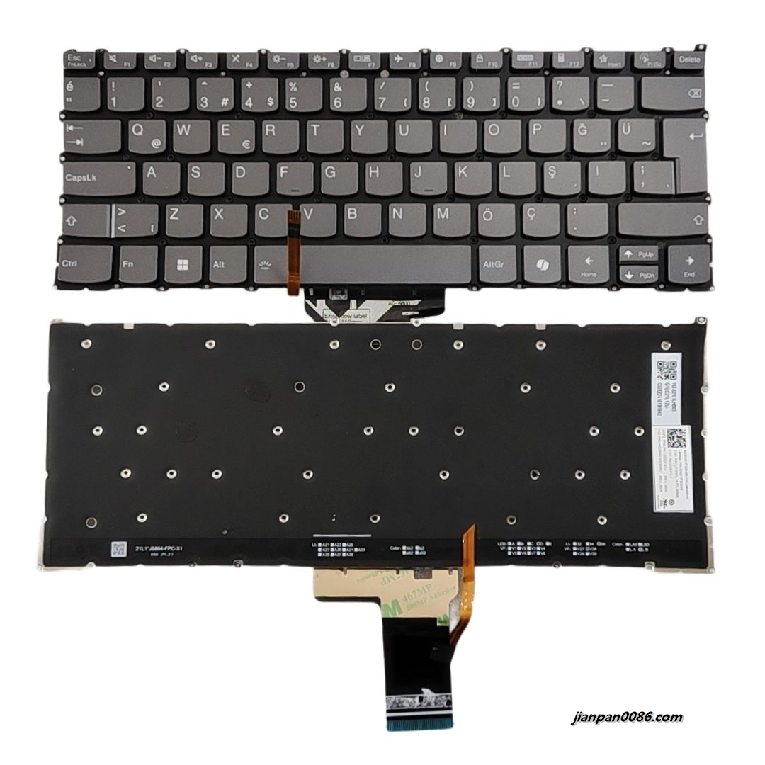 Picture of Oraginal New TQ Turkey Layout For Lenovo Slim 3 14 Backlit AI Laptop Keyboard LCM21L16TQJ6866 SN21P30049 PK132Z21B14 S410