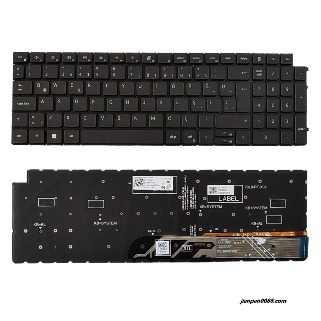 Picture of Original New Turkey Layout For Dell 3520 7590 Backlit Laptop Keyboard DLM20L86TQJ728W   DP/N0CVJG7 S409