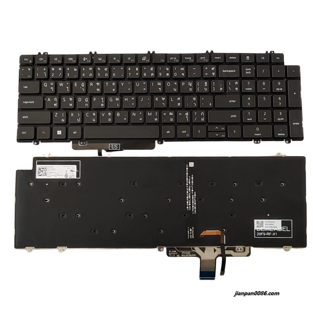 Picture of Original New Thailand Language For Dell 5520 5530 7550 Black Backlight Laptop Keyboard DLM20F93T0J698W PK133MM2B07 DP/N:0RJG5C S418
