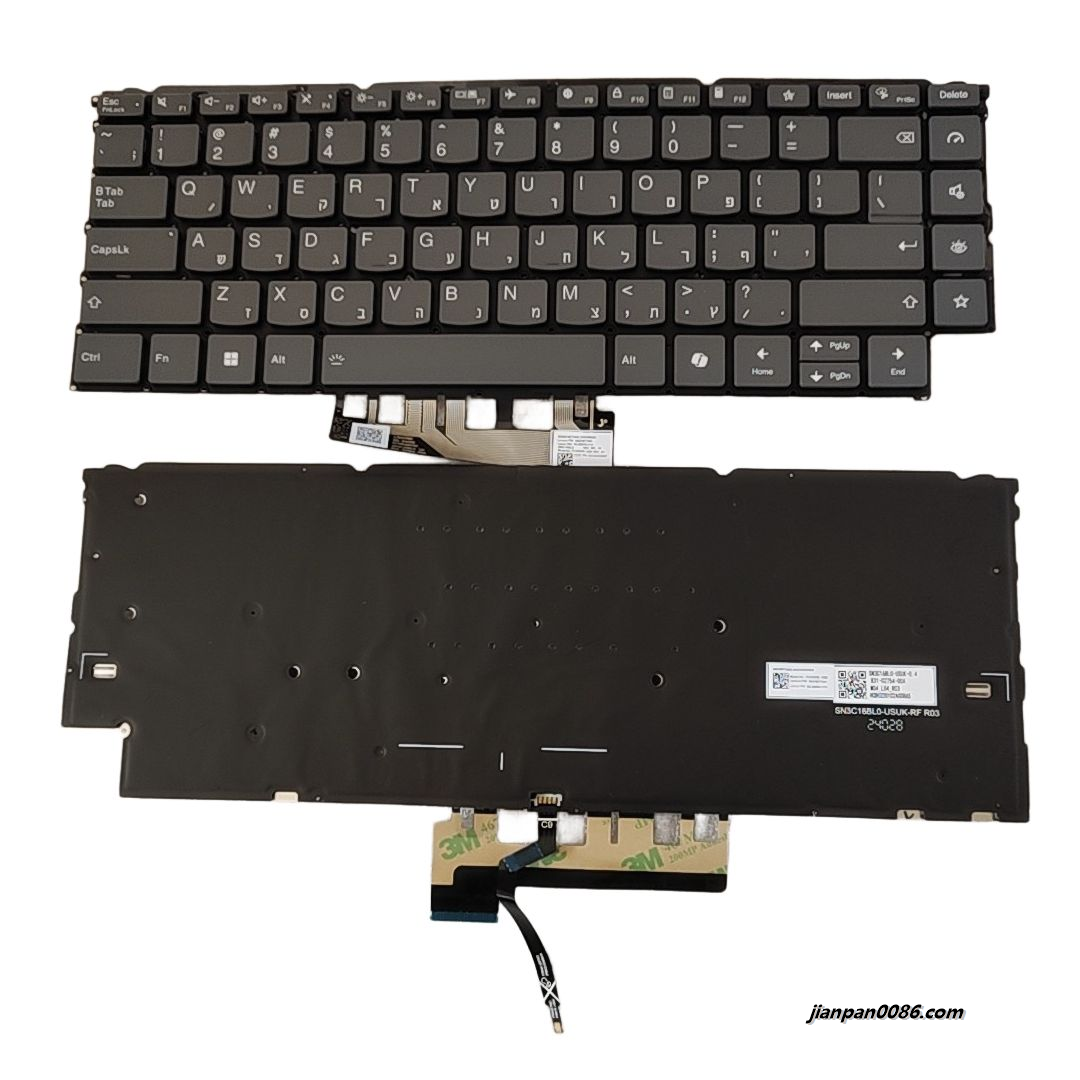 Picture of Oraginal AI New Hebrew For Lenovo Yoga 9 14 Grey Backlit Laptop Keyboard SG-B5830-XTA SN21M77445 S421