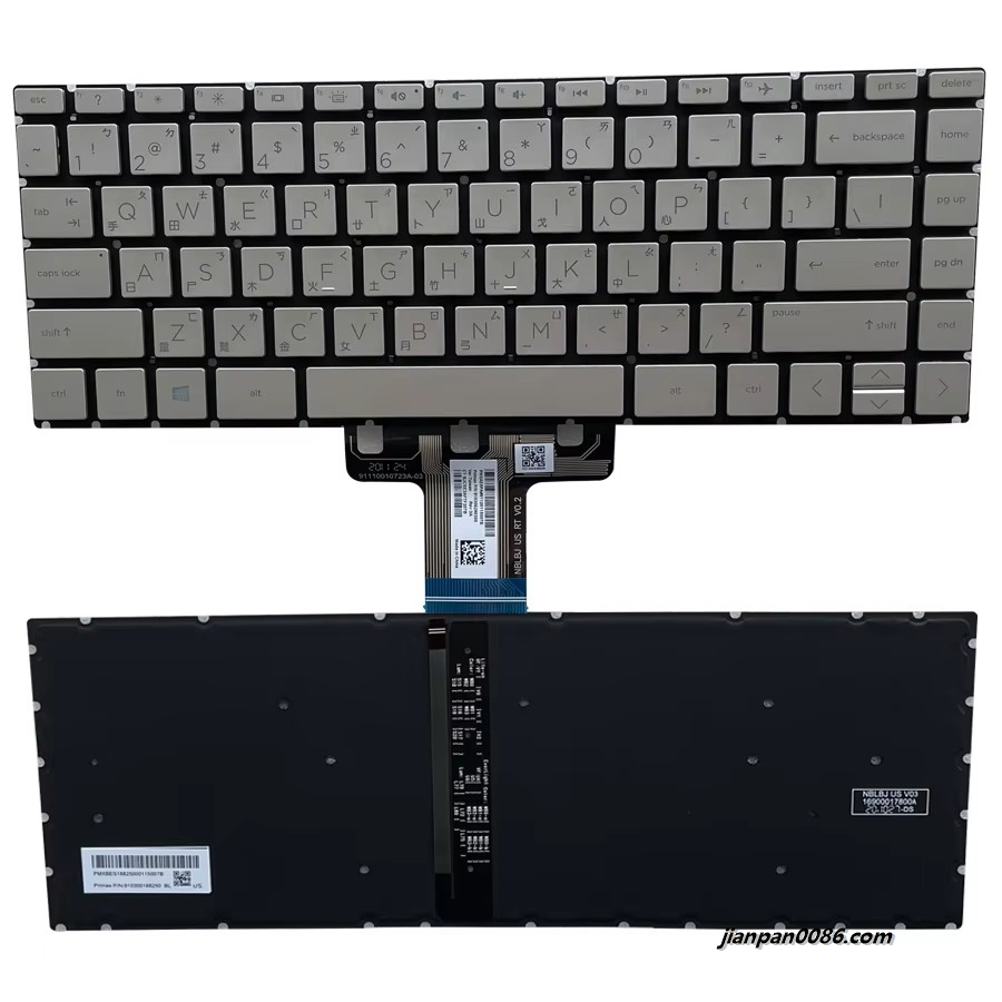 Picture of Original New TW Language For HP Pavilion x360 14-CD 14-CE Silver Backlight Laptop Keyboard 2H-BBJTWQ13411 PN910300290300  80PTDH4127