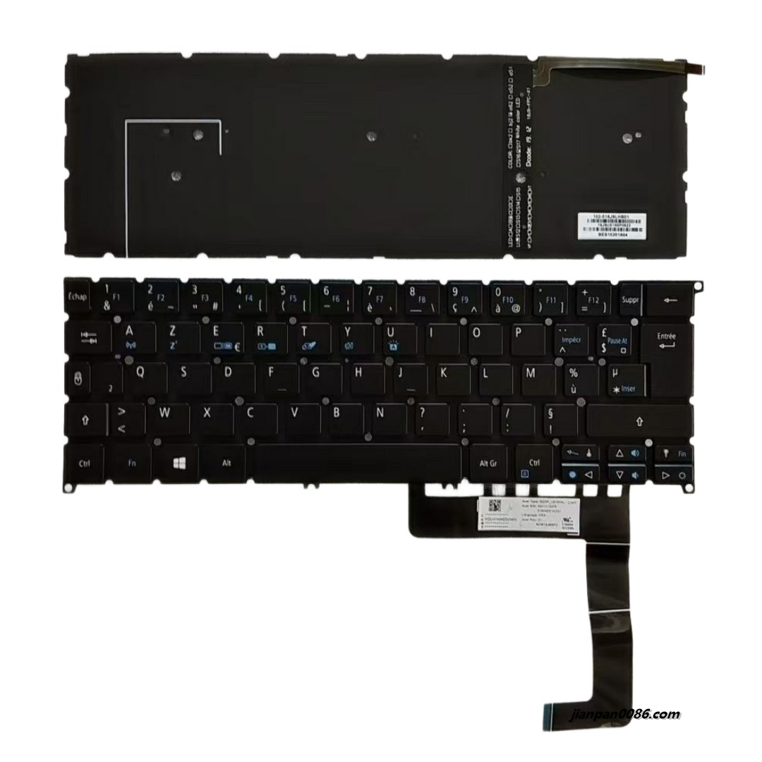 Picture of Original New FR French Layout For Acer NK13130F9 ACM18J9/6FO Black Backlit Laptop Keyboard 40PTDH4385