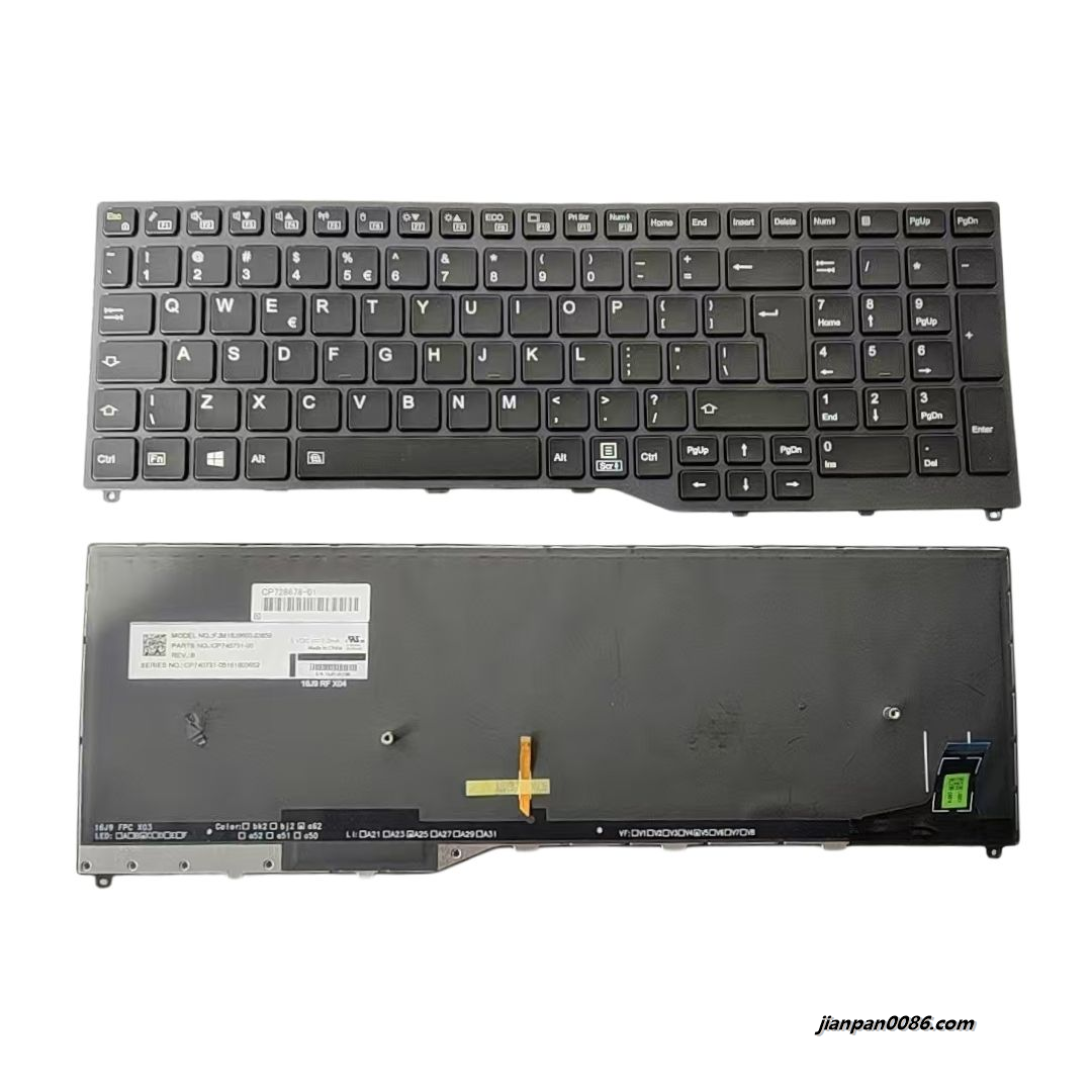 Picture of Original New USI Layout For Fujitsu Lifebook U757 U747 (Big Enter) Backlight Laptop Keyboard FJM16J9600JD859 S479