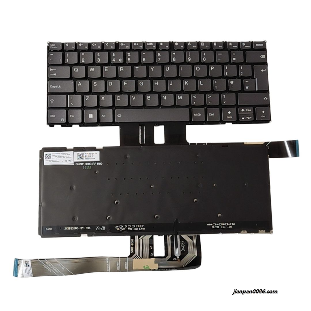 Picture of Original New UK Language For Lenovo Yoga Pro 7 Grey Backlit Laptop Keyboard SG-A9070-2BA SN3B13B00 PK132YE3A12 S469