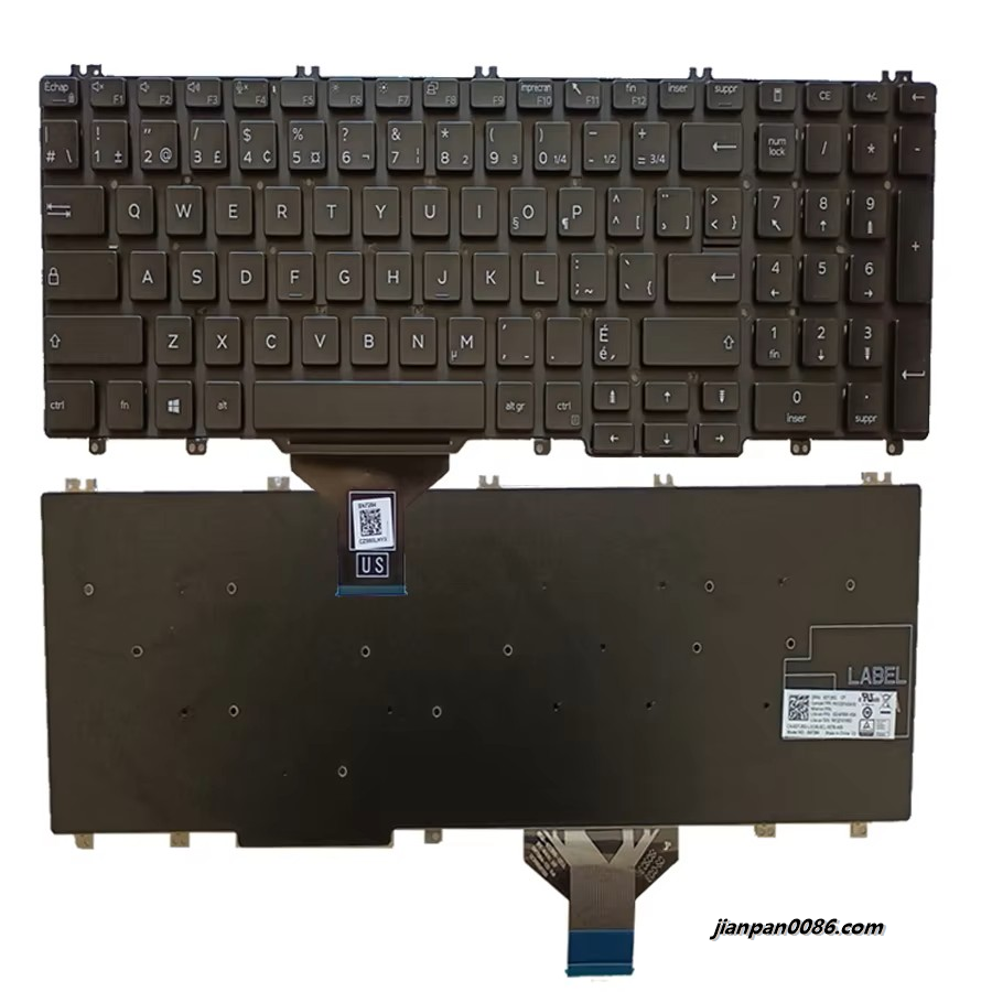 Picture of Original New CanadaFrench For Dell Presion 3500 7510 Black Laptop Keyboard SG-97600-X3A DP/N:0DTJ5G P/N:PK132FA3A10 SN19122101679 