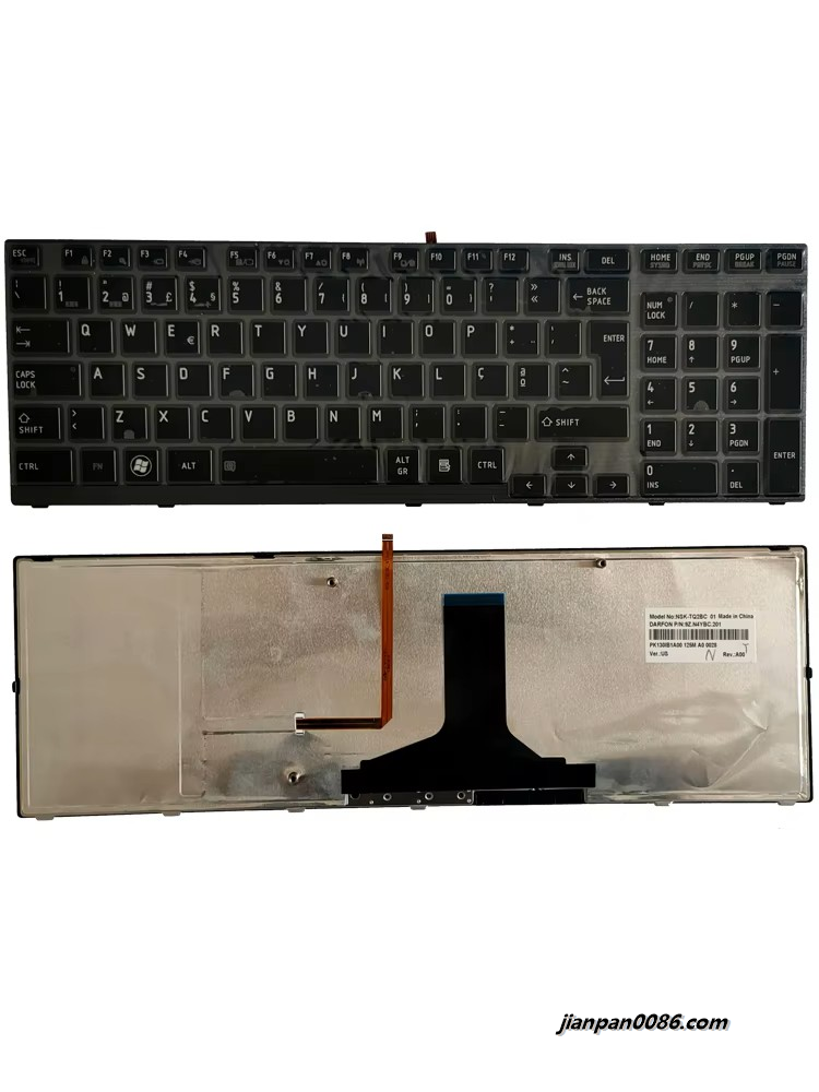 Picture of Oraginal New Portugue Language For Toshiba Qosmio x770 X770-107 x775 X775-Q7272 Backlit nsk-tq2 Laptop Keyboard