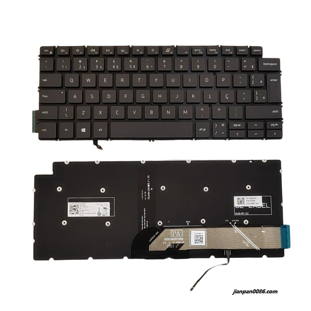 Picture of Original New Brazil Layout For Dell 7490 Black Backlit Laptop Keyboard DLM18J68PAJ4423 PK132KD1D44 DP/N:0TC8XX S429