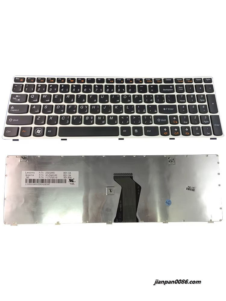 Picture of Original New Arabic Language For Lenovo IdeaPad G580 Z580 G585 V580 Keyboard 2520244 with white frame TDH9059