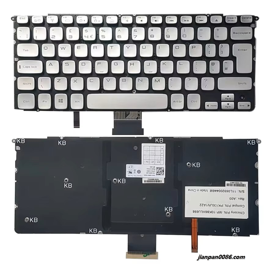 Picture of Original UK Language For Dell XPS 14Z 15Z Silver Backlight Laptop Keyboard PK130JN1A22 14PTDH3580