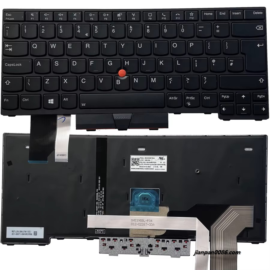 Picture of Original New UK Language For IBM Thinkpad L14 Black Backlight With Point Stick Laptop Keyboard SN20W6760414PE551