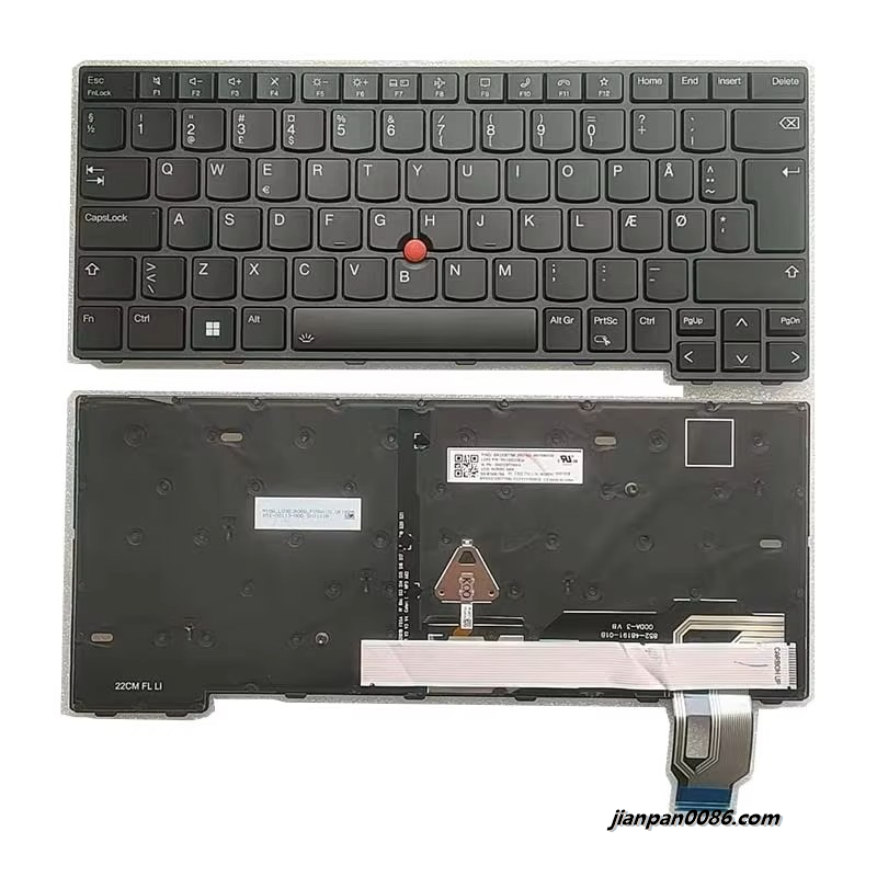 Picture of Original New Denmark Language For IBM Thinkpad T14 Gen3 Black Backlit Laptop Keyboard SG-B1400-79A SN3101B PK132D32B34 5pTDH9503