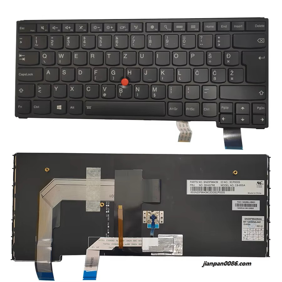 Picture of Original Slovakia/Yugoslavia Language For Thinkpad S3 YOGA14 Black Backlight WithPointStick LaptopKeyboard MP-14A86SAJ442