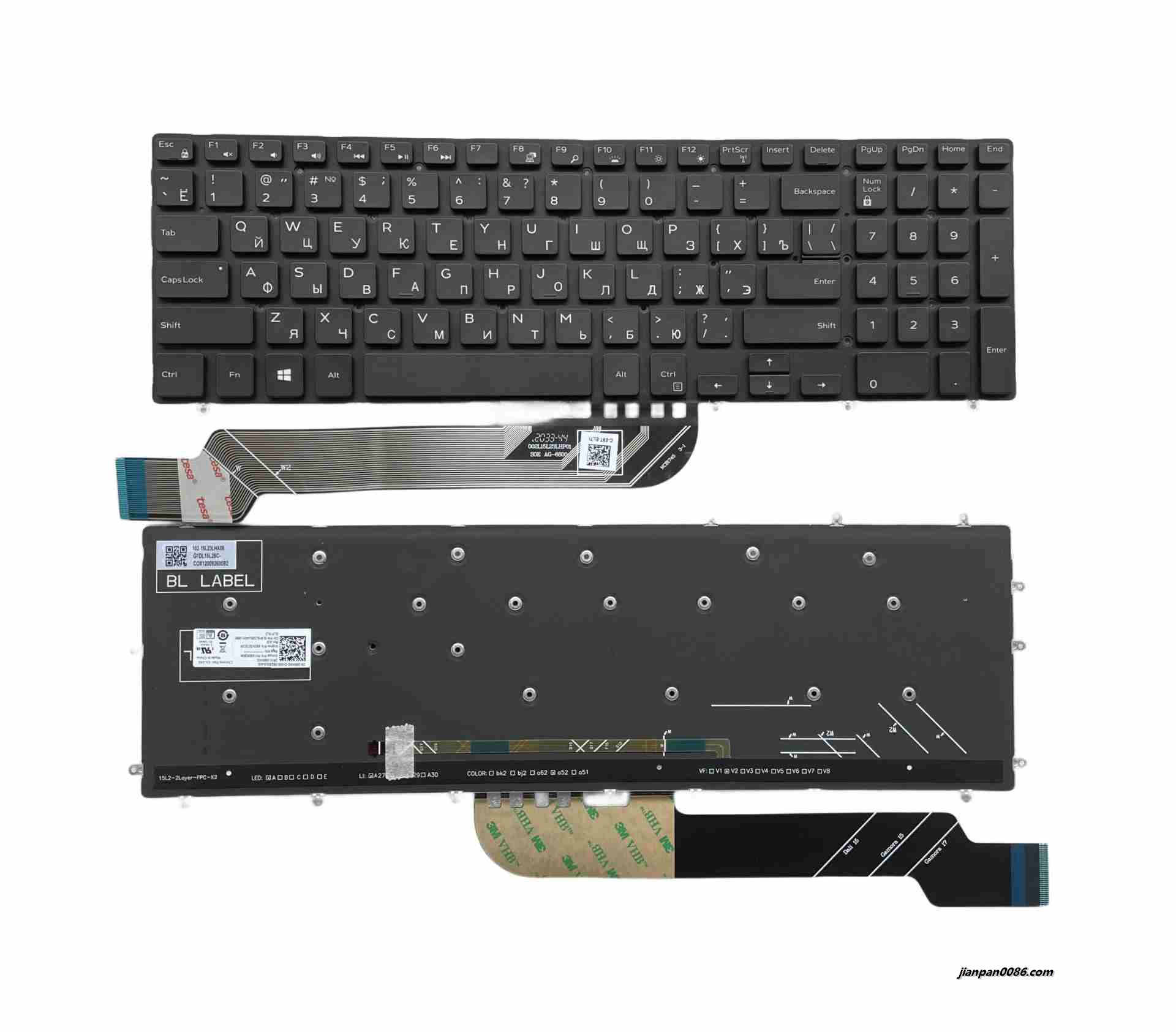 Picture of Oraginal New Russian Language For Dell Inspiron 7566 7567 7570 7586 Backlit Laptop Keyboard 09MKMG PK132EM2B06 2PE482