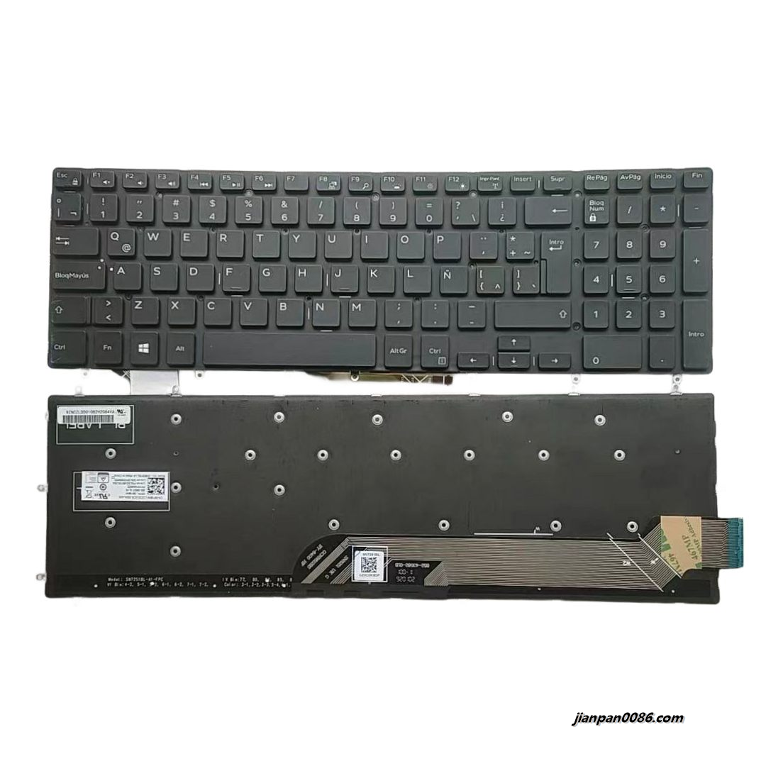 Picture of Original New Latin Layout For Dell 7566 7567 7570 7586 Backlit Black Laptop Keyboard SG-A85130-29A SN8251BL PK131Q04B22 DP/N:  08Y88W A242