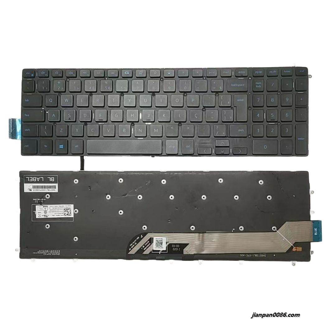 Picture of  Original New Brazil Layout For Dell 7566 7567 7570 7586 Backlit Blue Word Laptop Keyboard SG-92550-40A SN8273BL1 DP/N:0N8FNJ A198