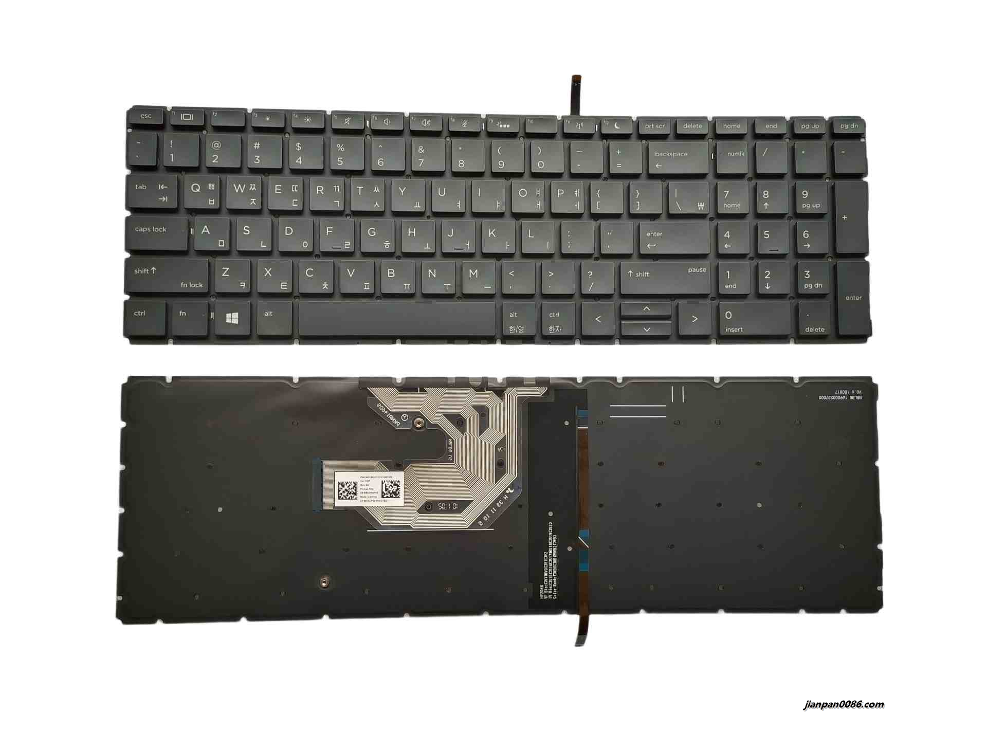 Picture of Original New Korean Layout For HP 450 G6 Backlit Black Laptop Keyboard 2B-BBU05Q100 X8K-KOR R3A