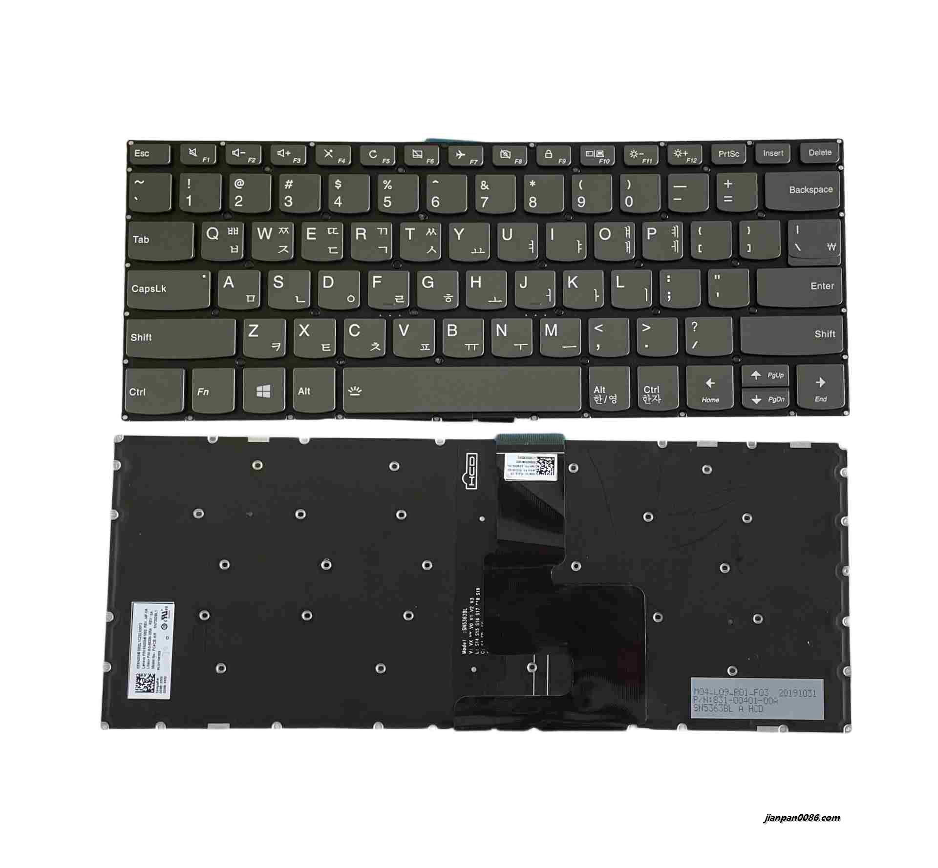 Picture of Original New Korean Language For Lenovo IdeaPad 320-14 (Del Key) Grey Backlit Laptop Keyboard PK131YM2B03 SG-86330-XRA 5E532